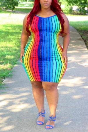 Sexy Fashion Sleeveless Striped Color Dress