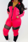 Fashion Mesh Stitching Personality Rose Red Two-Piece Suit