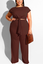 Casual Straight Pants Strap Jujube Two-Piece Suit