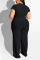 Casual Straight Pants Strap Elastic Force Black Two-Piece Suit