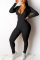 Fashion Casual Long Sleeve Sports Black Two-Piece Suit