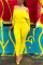 Fashion Sexy Double Zipper Diagonal Shoulder Yellow Jumpsuits
