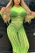 Green Sexy Personality Gauze Hook Flower Hollow Dress
