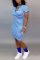 Leisure Commuter Stripe Printed Blue Slim Dress