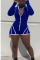 Casual Solid Color Ribbon Stitching Tight Long Sleeve Blue Romper