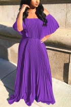 Fashion Sexy Loose Purple Pleated Dress