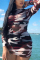 Fashion Casual Rose Red Camouflage Print Dress