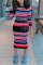 Fashion Multicolor Striped Print Dress