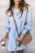 Fashion Casual Loose Solid Light Blue Dress