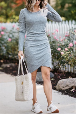 Casual Slim Fit Opened Grey Dress