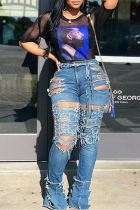 Sexy Stylish High Waist Ripped Jeans