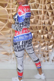 Multi-color Street Print Two Piece Suits Straight Nine Sleeves Two-piece Pants Set