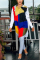Fashion Casual Multicolor Irregular Color Block Dress