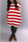Fashion Oblique Shoulder Red Striped Dress