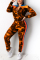 Sexy Sports Camouflage Stitching Orange Two-Piece Suit
