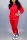 Casual Sports Long Sleeve Pants Round Neck Red Two-Piece Suit