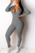 Fashion Casual Long Sleeve Sports Gray Two-Piece Suit