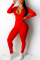 Fashion Casual Long Sleeve Sports Red Two-Piece Suit