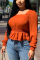 Fashion Casual Frills Tangerine Solid Tops