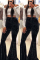Fashion Casual Velvet Black Solid Flared Trousers