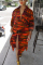 Fashion Casual Loose Orange Leopard Print Dress
