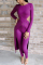 Sexy Casual Crossover Long Tops Purple Two-Piece Suit