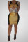 Fashion Sexy Sequin V-Neck Gold Sleeveless Dress