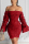 Fashion Casual Puff Sleeve Plisse Red Solid Dress