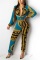 Fashion Digital Print Long Sleeve Multicolor Jumpsuit