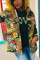 Casual Turndown Collar Lapels Embroidery Stickers Loose Camouflage Coat