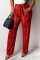 Fashion Casual Red Snake Print Wide Pants