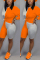 Casual Contrast Splicing Long Sleeve Orange Two-Piece Suit