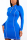 Fashion Solid Color Patchwork Long Sleeve Blue Dress