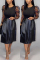 Fashion Casual Mesh Black PU Skirt Two-Piece Set