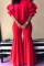 Fashion Casual Red Wide Leg Pants Two-piece Set