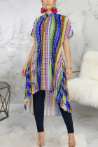 Fashion Rainbow Stripe Loose Multicolor Drees
