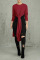 Fashion Round Neck Long Sleeve Irregular Jujube Red Sweater