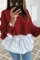 Fashion Casual Round Neck Long Sleeve Big Red Top