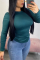 Fashion Casual Solid Color Green Long-Sleeved Top