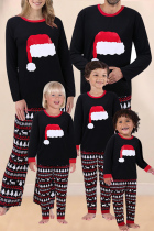Family Plaid Printed Black Mother Two-Piece Pants Set