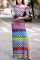 Sexy Cute Long Sleeve Turtleneck Multicolor Print Dress