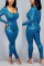 Fashion Tight trousers Onesies Blue Two-piece Set