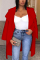 Fashion Casual Long Sleeve Red Cardigan Coat