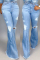 Fashion Wild Light Blue Denim Flared Pants