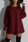 Fashion Sexy Solid Color Wine Red Long Sleeve Dress