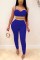 Sexy Hot Drilling Sling Top Trousers Blue Two-piece Set