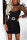 Fashion Sexy Mesh Zipper Black Long Sleeve Two-Piece
