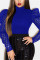 Fashion Sexy Solid Color Blue Long-Sleeved Top