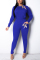 Casual Sports Long Sleeved Blue Two Piece Suit