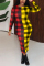 Fashion Casual Plaid Red And Yellow Long Sleeve Dress